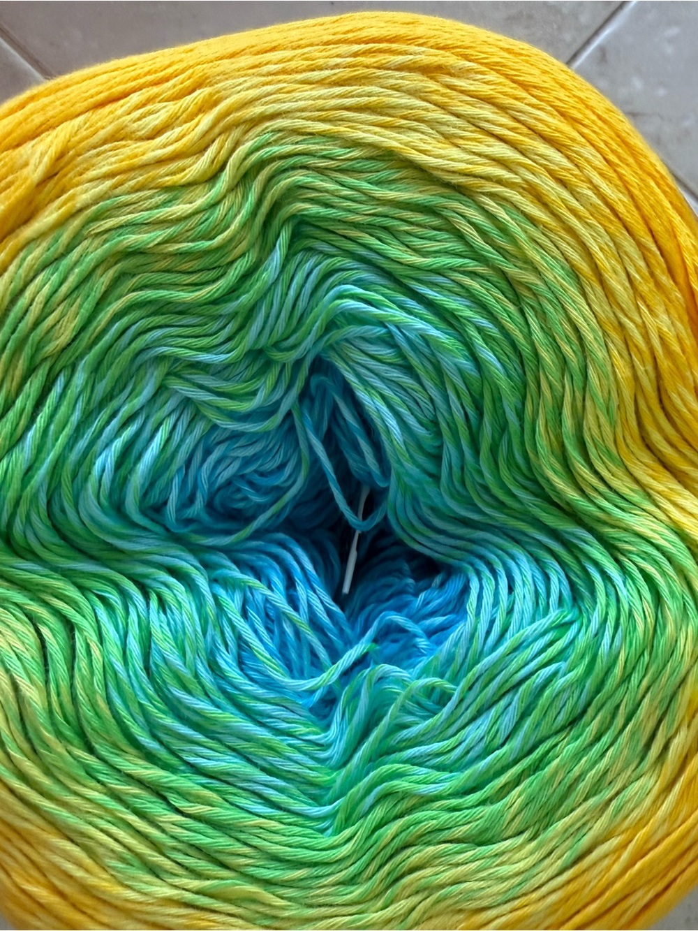 YarnArt Rosegarden Bright Yellow/Green/Blue Cake-Like Cotton Yarn